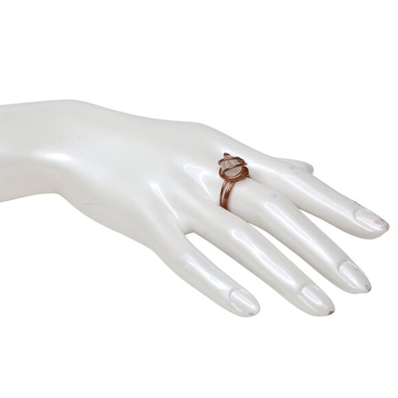 Handmade Copper Wire Wrapped Clear Quartz Crystal Ring - Boho Gemstone Jewelry - Picture 7 of 10